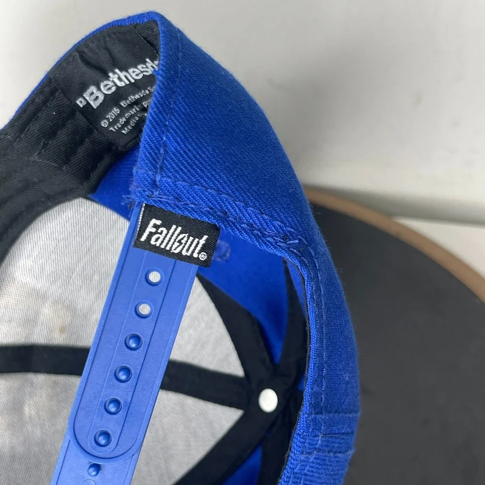 Fallout‎ 4 Vault 111 Logo Snapback Hat Blue Video Game Bethesda Twill Wool Blend